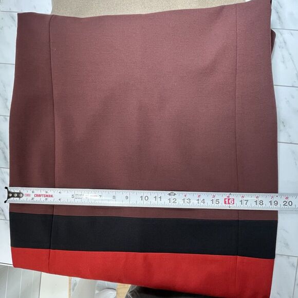 AKRIS PUNTO Sz US 8 Tan Maroon Red Sheath Dress Viscose Wool Blend Art To Wear - Picture 8 of 14